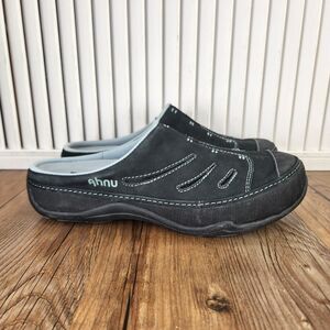 Ahnu Slip On Mule Womens Size 8 Black Leather Clogs Comfort Shoes Outdoor Casual